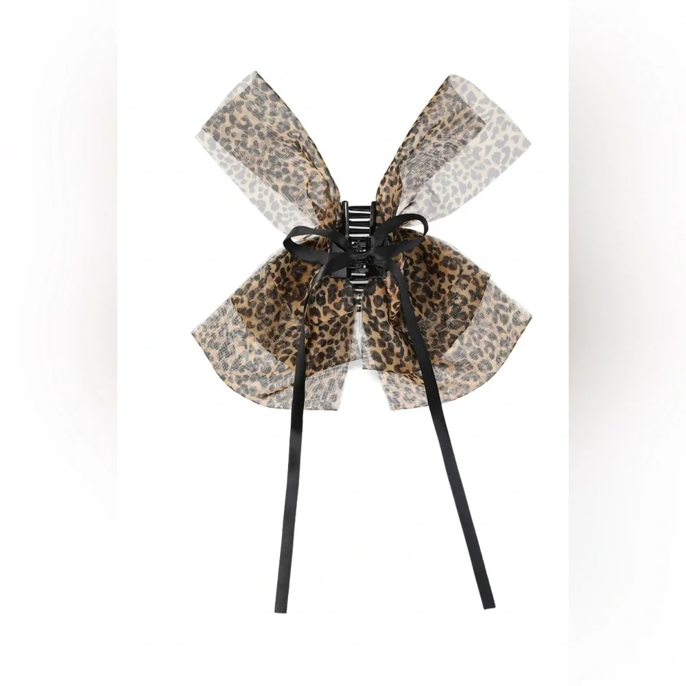 No Boundaries Leopard Print Oversized‎ Bow Claw Clip NWT